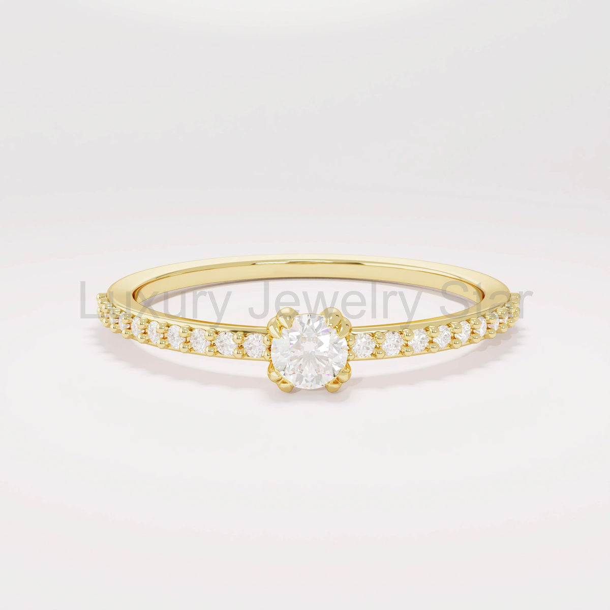 14K Solid Gold Diamond Solitaire Ring – Women's Minimalist Engagement Ring, Tiny Diamond - image 6