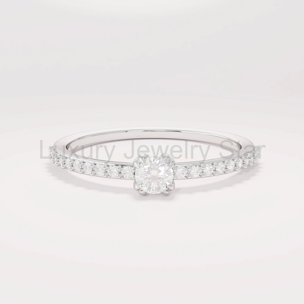 14K Solid Gold Diamond Solitaire Ring – Women's Minimalist Engagement Ring, Tiny Diamond - image 7