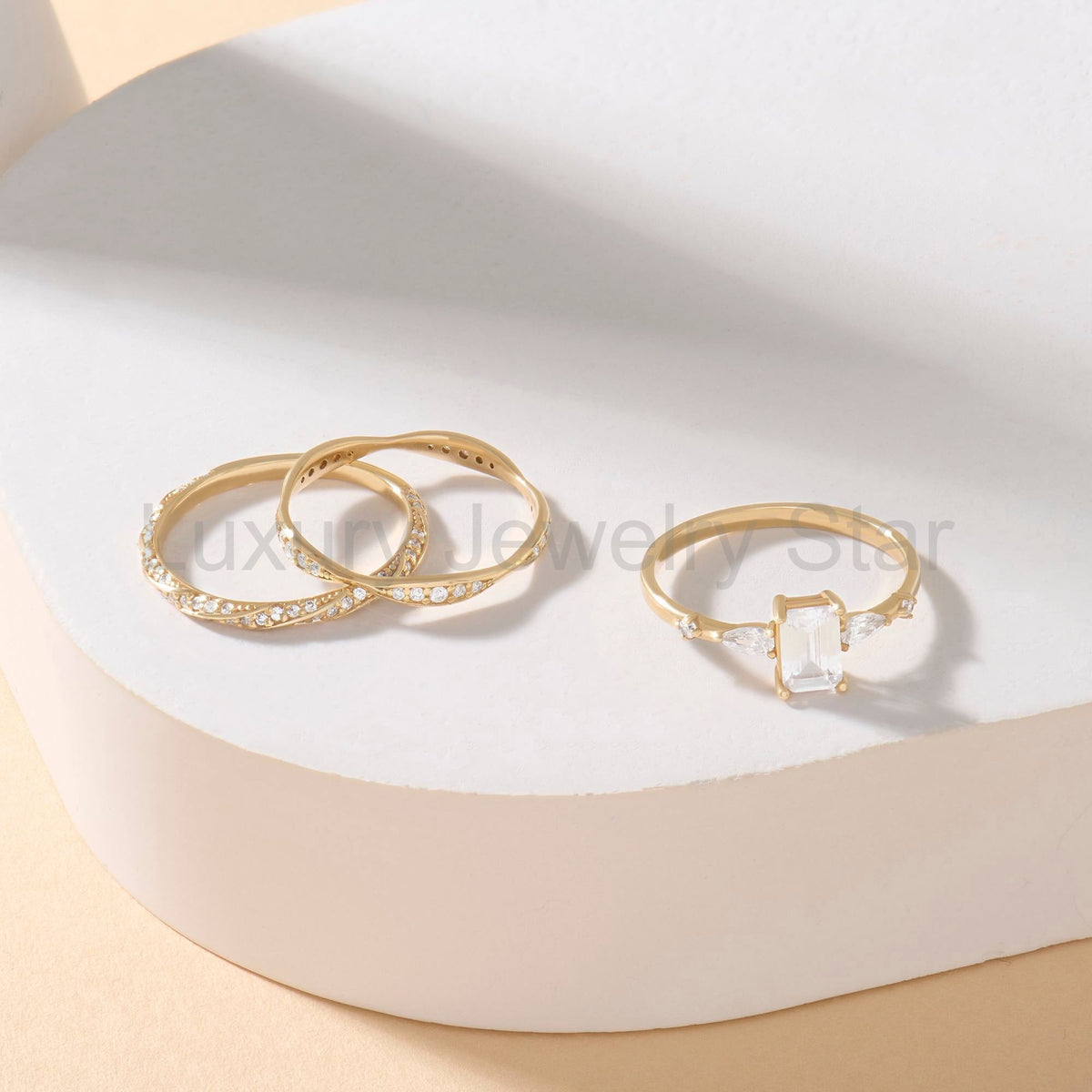 14k Solid Gold Twisted Diamond Wedding Band – Women's Braided Eternity Ring, Handmade - image 6