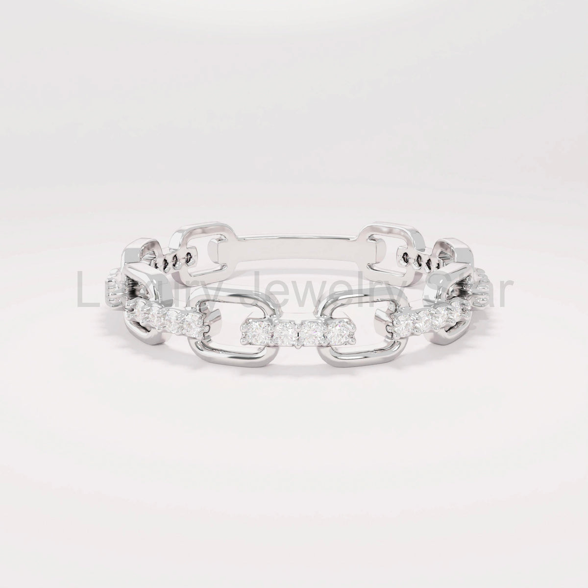 14k Solid Gold Diamond Open Link Ring – Women's Minimalist Stackable Eternity Band - image 4