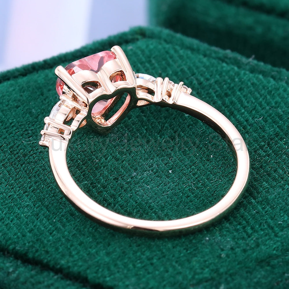 Heart Shaped Pink Sapphire Engagement Ring Cute Promise Ring - image 5