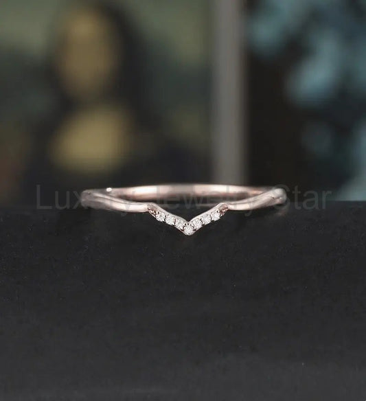 Moissanite Wedding Bnad Solid Gold Matching Band Marquise Diamond Wedding Ring Anniversary Bridal