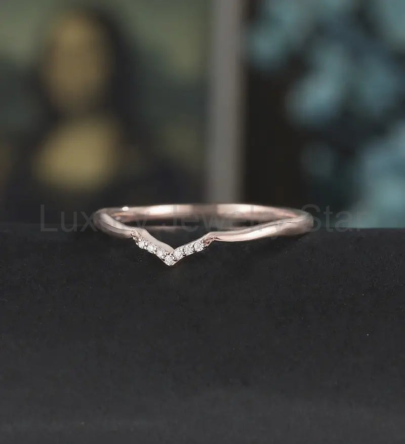 Moissanite Wedding Bnad Solid Gold Matching Band Marquise Diamond Wedding Ring Anniversary - image 2
