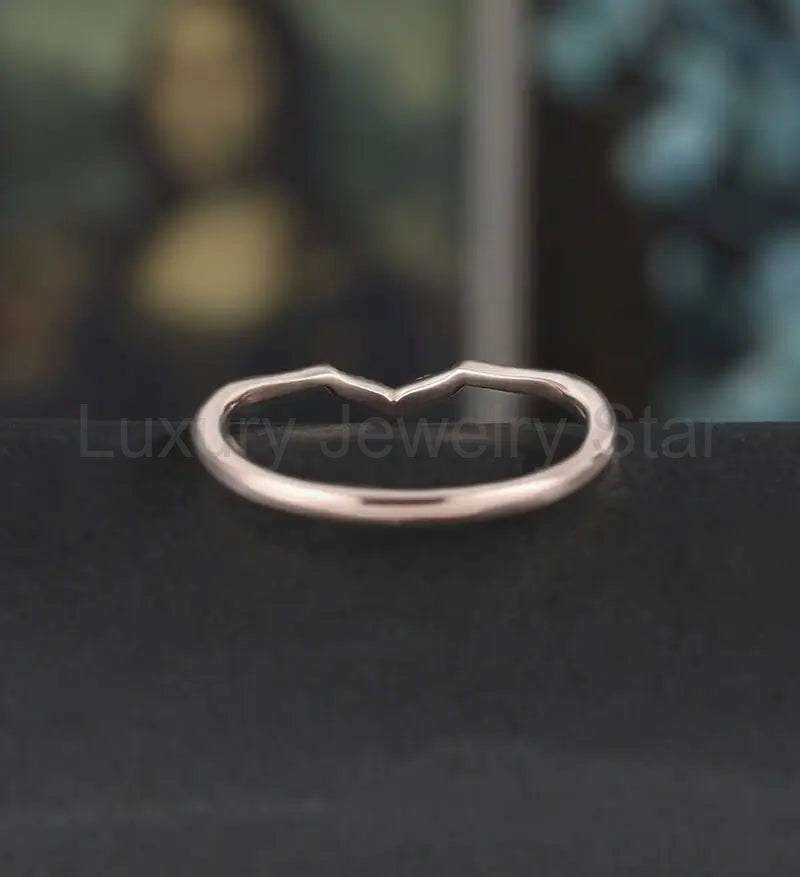 Moissanite Wedding Bnad Solid Gold Matching Band Marquise Diamond Wedding Ring Anniversary - image 3
