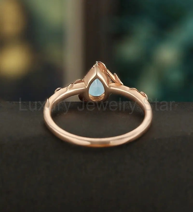 Pear Shaped Lab Alexandrite Engagement Ring Solid Gold Moissanite Promise Ring Anniversary - image 3