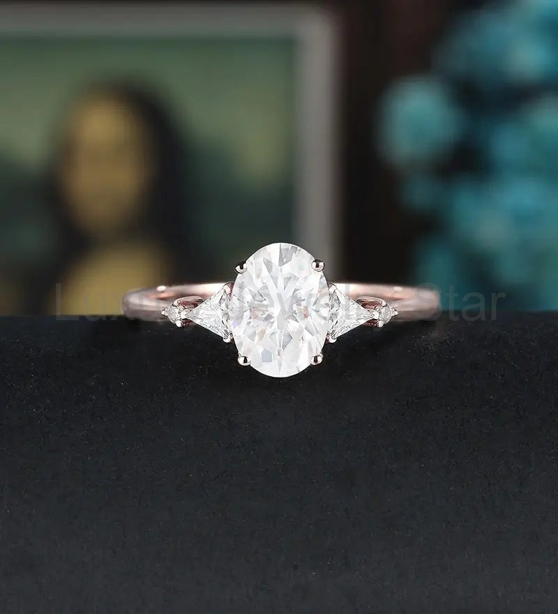 Oval Cut Moissanite Engagement Ring Solid Gold Promise Ring Anniversary Diamond Wedding Ring Solid