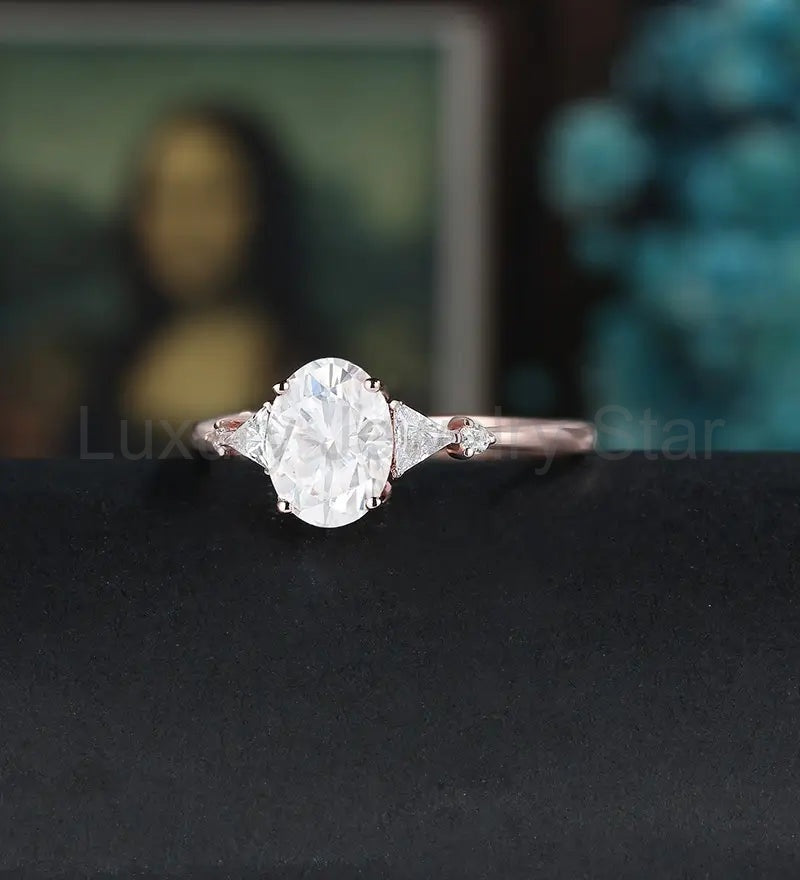 Oval Cut Moissanite Engagement Ring Solid Gold Promise Ring Anniversary Diamond Wedding - image 2