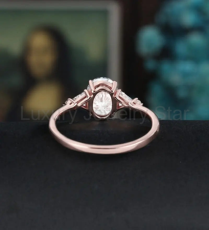 Oval Cut Moissanite Engagement Ring Solid Gold Promise Ring Anniversary Diamond Wedding - image 3