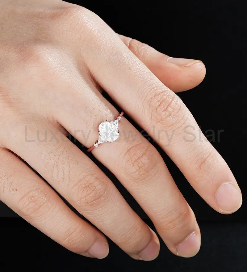 Oval Cut Moissanite Engagement Ring Solid Gold Promise Ring Anniversary Diamond Wedding - image 5