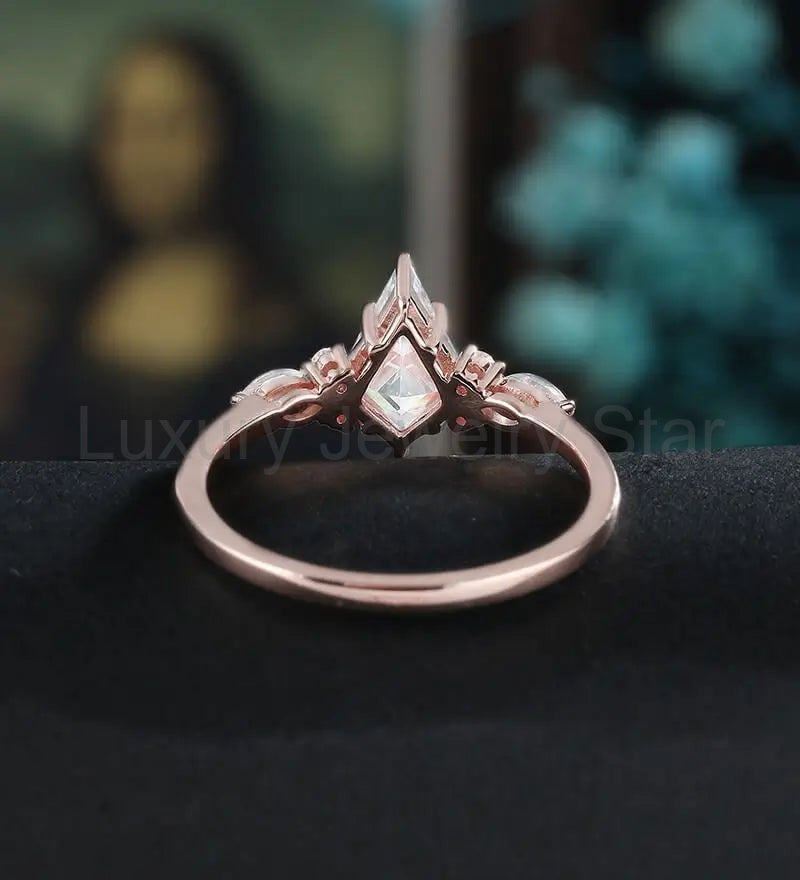 Kite Cut Moissanite Engagement Ring Monstone Solid Gold Promise Ring Anniversary Diamond - image 3