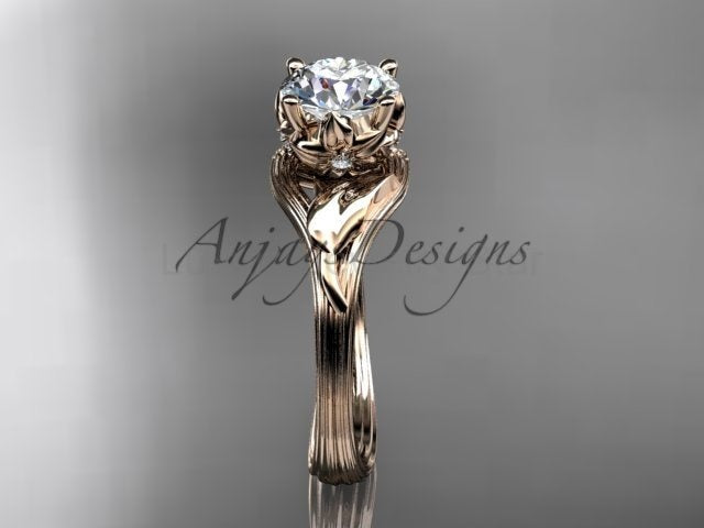 Unique Diamond Flower Engagement Ring 14k Gold 1 Carat Lab Grown Diamond Petal Engagement - image 12