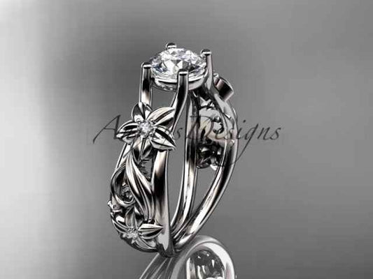 Unique Diamond Flower Engagement Ring Floral Wedding Ring Nature Inspired 1 Carat Lab Grown Diamond