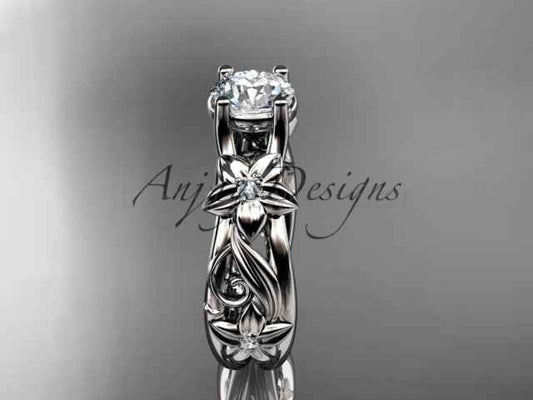 Unique Diamond Flower Engagement Ring Floral Wedding Ring Nature Inspired 1 Carat Lab Grown Diamond