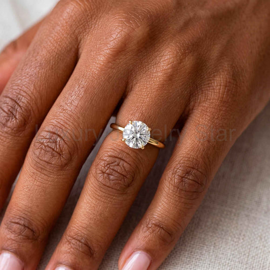 2 Carat Solitaire Engagement Ring Round Lab Grown Diamond Ring Minimalist IGI Certified 4 Prong