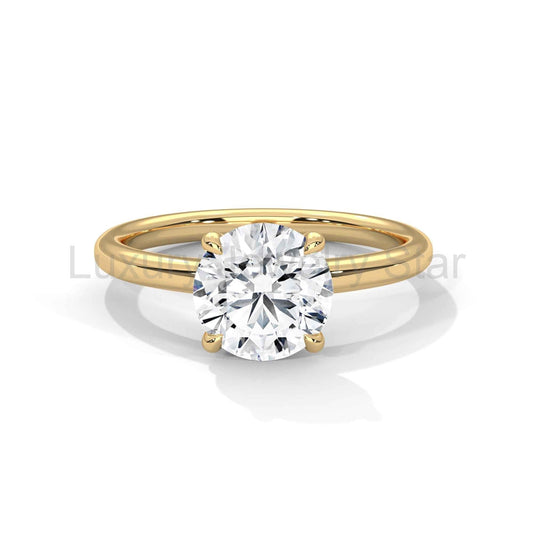 2 Carat Solitaire Engagement Ring Round Lab Grown Diamond Ring Minimalist IGI Certified 4 Prong