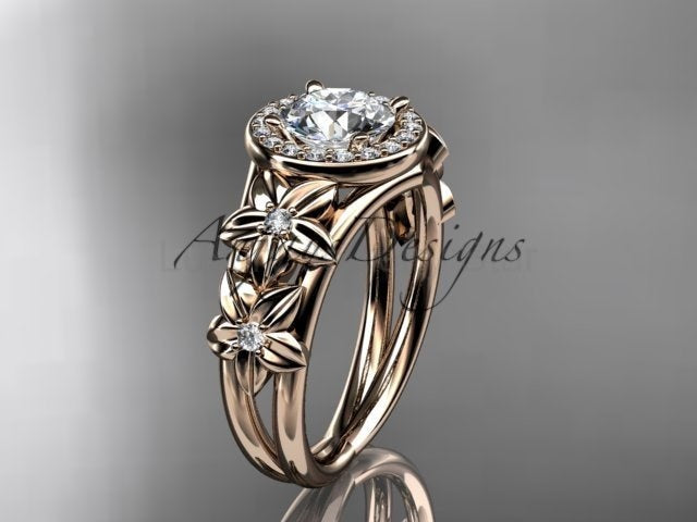 1 Carat Round Lab Grown Diamond Halo Engagement Ring Flower Diamond Ring D VS1 Floral - image 11