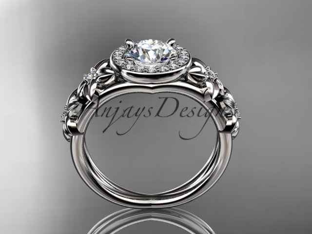 1 Carat Round Lab Grown Diamond Halo Engagement Ring Flower Diamond Ring D VS1 Floral - image 3