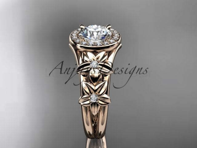 1 Carat Round Lab Grown Diamond Halo Engagement Ring Flower Diamond Ring D VS1 Floral - image 7