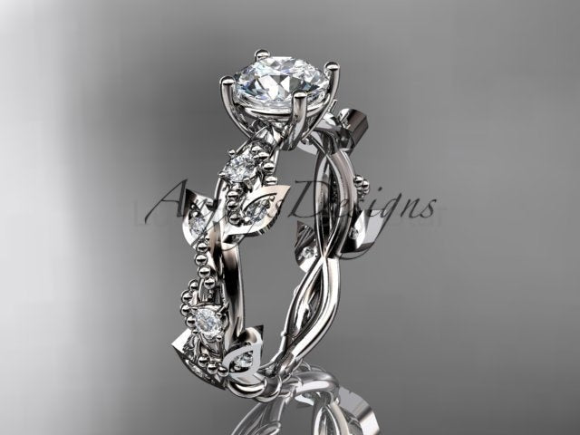 Nature Inspired 1 Carat Lab Grown Diamond Engagement Ring Round Brilliant CVD Diamond Ring