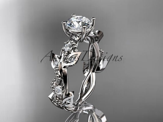 Nature Inspired 1 Carat Lab Grown Diamond Engagement Ring Round Brilliant CVD Diamond Ring