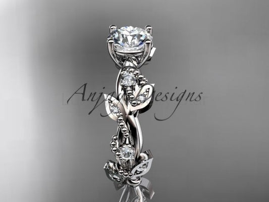 Nature Inspired 1 Carat Lab Grown Diamond Engagement Ring Round Brilliant CVD Diamond Ring