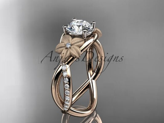 Unique Flower Engagement Ring 1 CT Lab Diamond Ring Organic Floral Design Ring IGI Certified