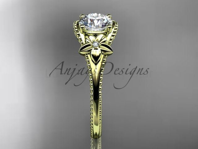 1 CT Lab Grown Diamond Engagement Ring Nature Inspired Ring Dainty - image 12