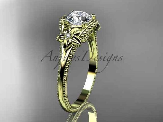 1 CT Lab Grown Diamond Engagement Ring Nature Inspired Ring Dainty