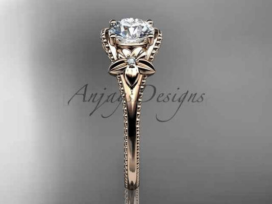 1 CT Lab Grown Diamond Engagement Ring Nature Inspired Ring Dainty