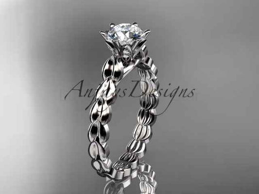 1 Carat Round Brilliant Lab Grown Diamond Nature Inspired Engagement Ring Leaf Dainty Nature Proposal Ring