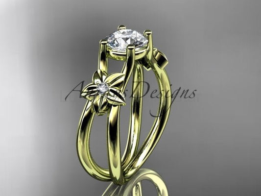 Flower Engagement Ring 1 Carat Round Lab Grown Diamond Nature Inspired Engagement Ring Unique Diamond Ring
