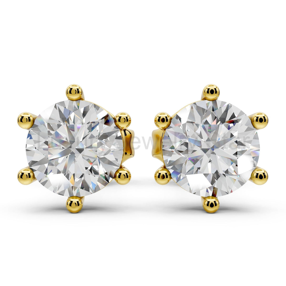 Lab Grown Diamond Stud Earrings 14k Solid Gold 6 Prong Diamond Earrings Women VS1 Clarity - image 4