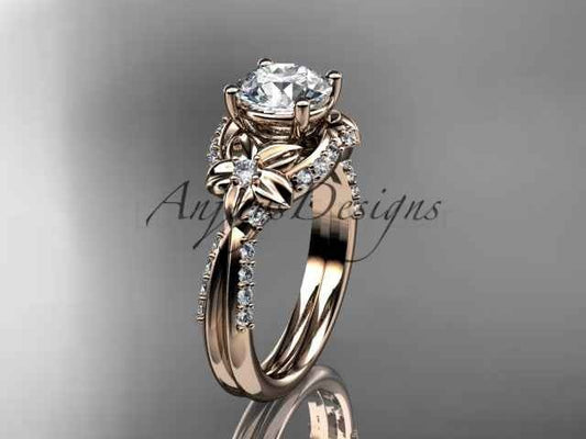 Nature Inspired Diamond Engagement Ring 1 Carat Diamond Lab Grown Flower Wedding Ring