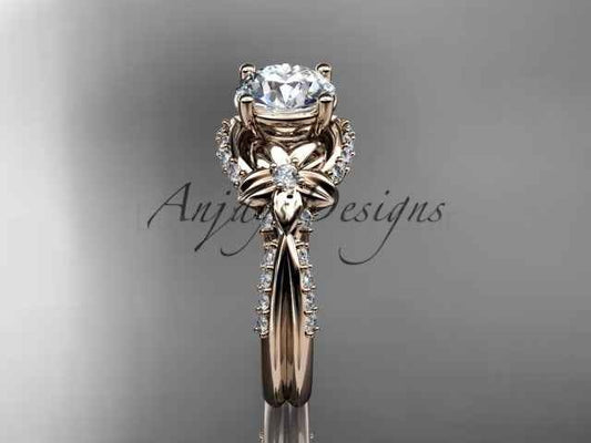 Nature Inspired Diamond Engagement Ring 1 Carat Diamond Lab Grown Flower Wedding Ring