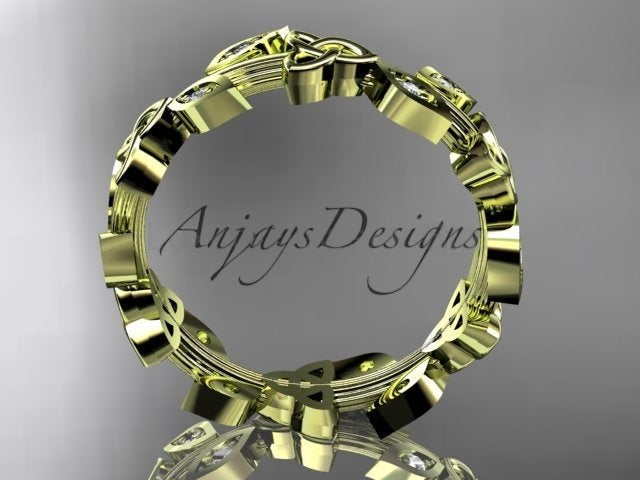 Celtic Wedding Band Nature Inspired Lab Grown Diamond Ring Celtic Knot Bridal Band - image 13