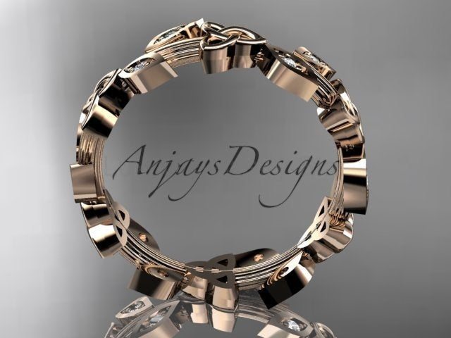 Celtic Wedding Band Nature Inspired Lab Grown Diamond Ring Celtic Knot Bridal Band - image 3