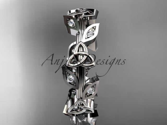 Celtic Wedding Band Nature Inspired Lab Grown Diamond Ring Celtic Knot Bridal Band - image 7