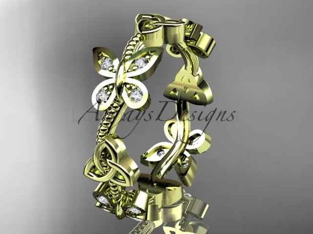 Butterfly Celtic Wedding Band Lab Grown Diamond Ring Nature Inspired Celtic Bridal Band - image 11