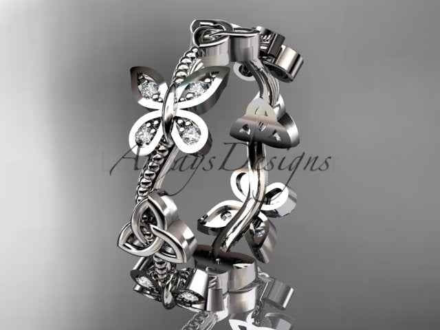 Butterfly Celtic Wedding Band Lab Grown Diamond Ring Nature Inspired Celtic Bridal Band - image 6