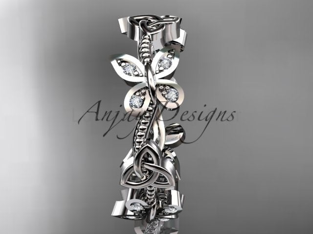 Butterfly Celtic Wedding Band Lab Grown Diamond Ring Nature Inspired Celtic Bridal Band - image 7