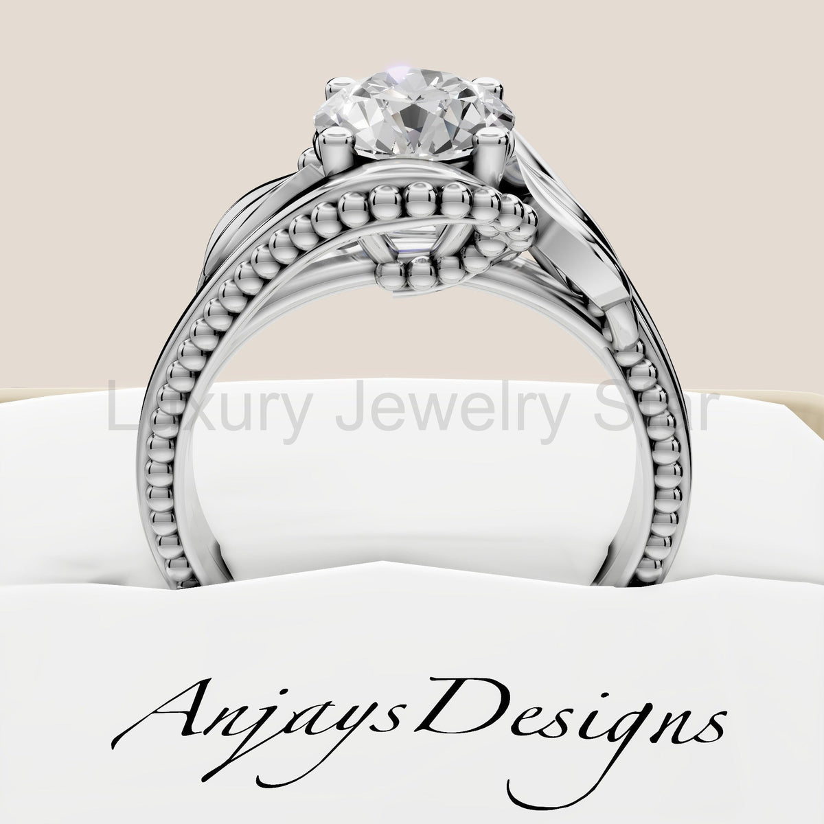Unique Nature Inspired Engagement Ring 1 CT Lab Grown Diamond Floral Ring - image 3