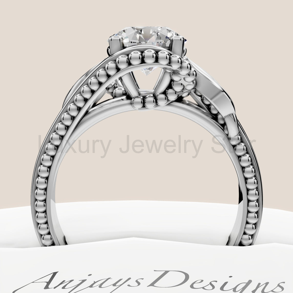 Unique Nature Inspired Engagement Ring 1 CT Lab Grown Diamond Floral Ring - image 4