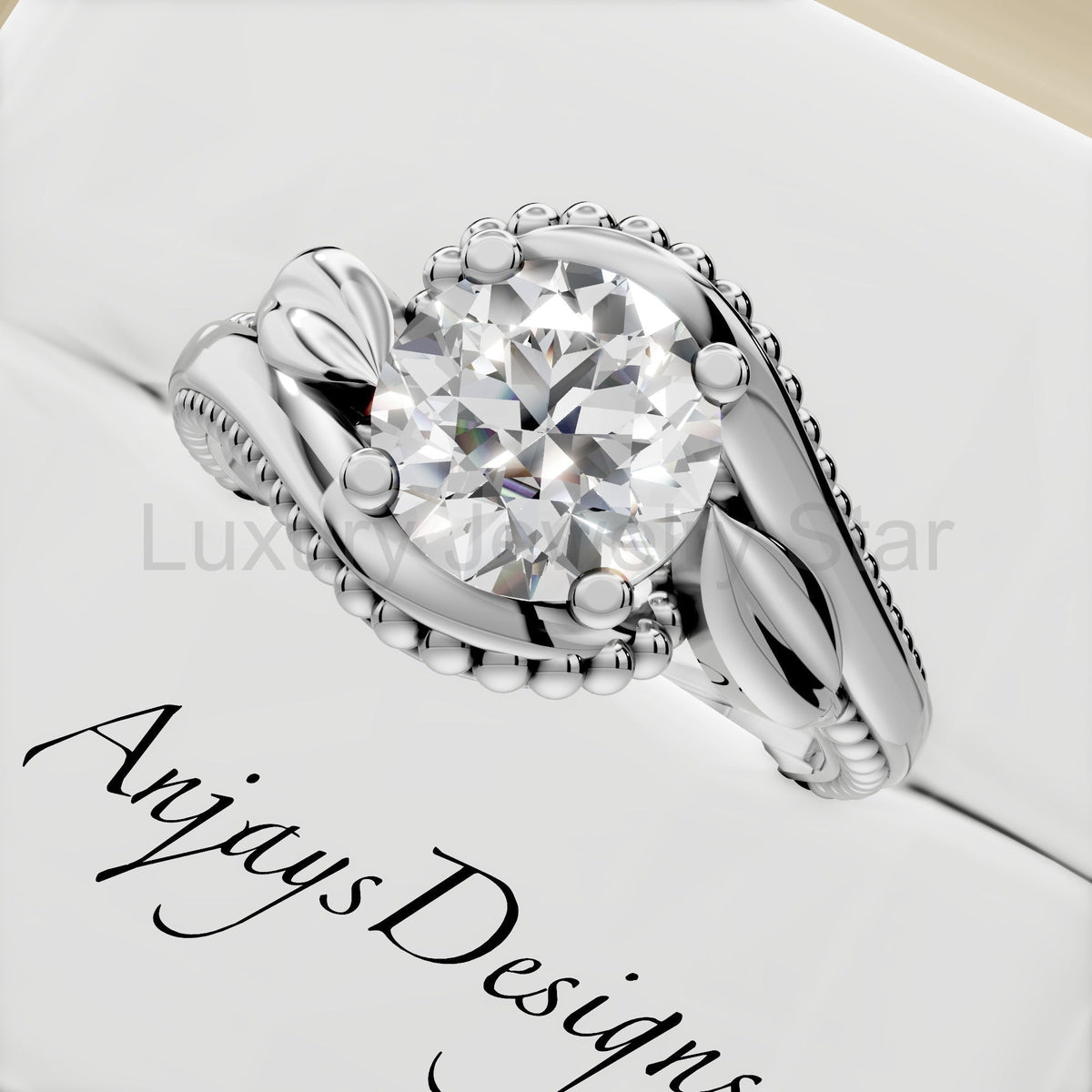Unique Nature Inspired Engagement Ring 1 CT Lab Grown Diamond Floral Ring - image 5