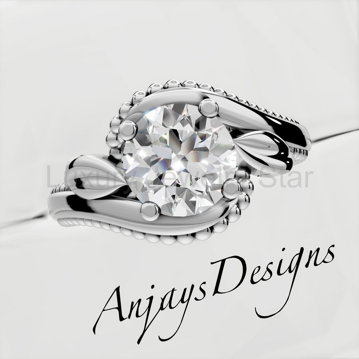 Unique Nature Inspired Engagement Ring 1 CT Lab Grown Diamond Floral Ring - image 6