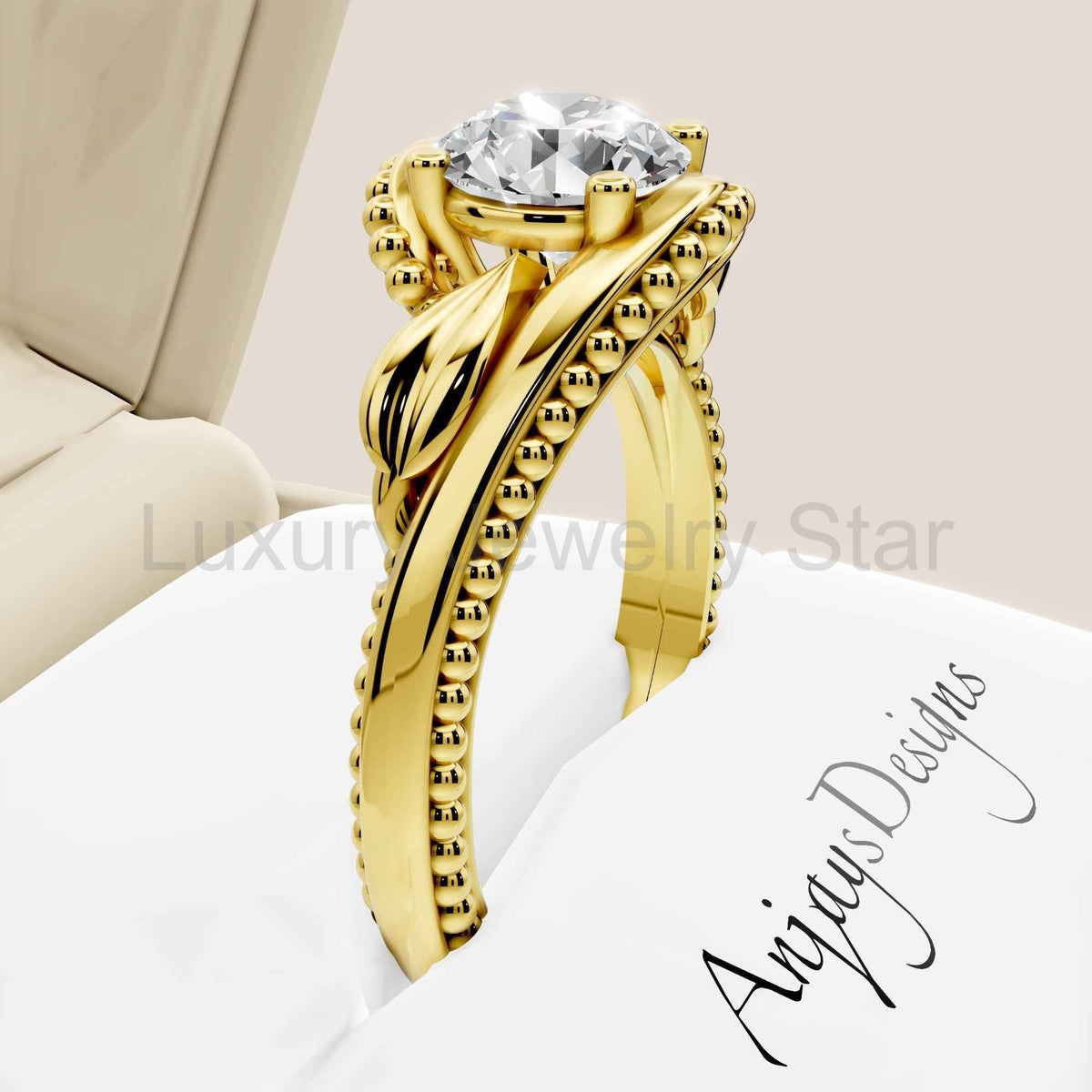 Unique Nature Inspired Engagement Ring 1 CT Lab Grown Diamond Floral Ring - image 7