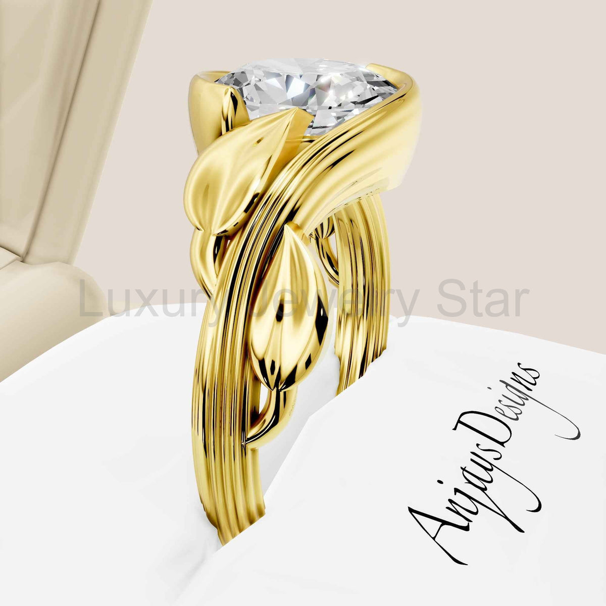 2 Carat Oval Diamond Engagement Ring Nature Inspired Ring IGI Certified - image 6