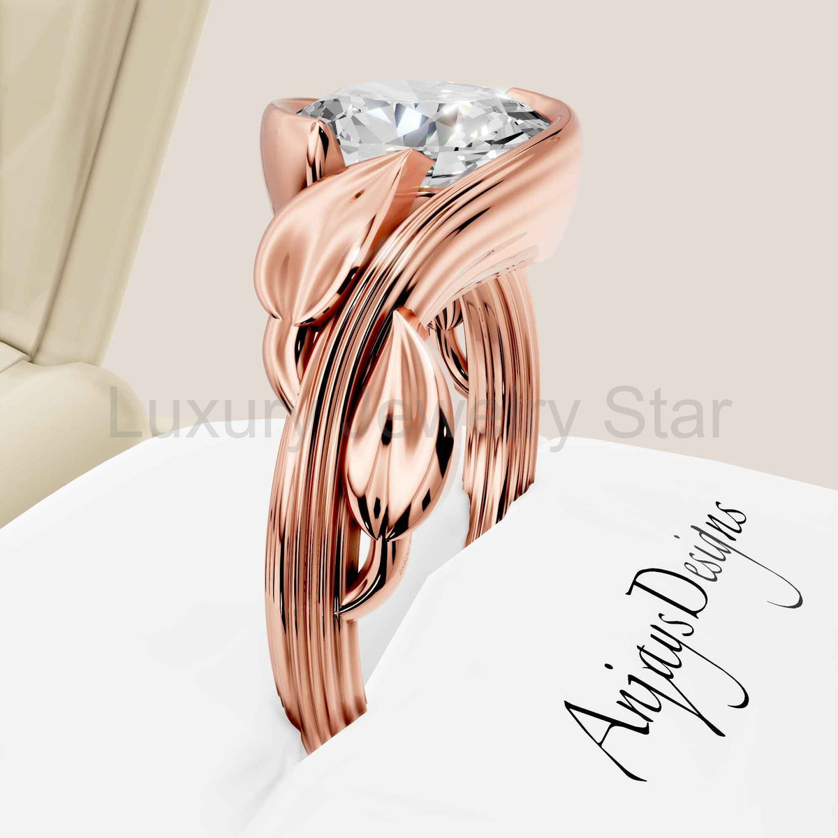 2 Carat Oval Diamond Engagement Ring Nature Inspired Ring IGI Certified - image 8