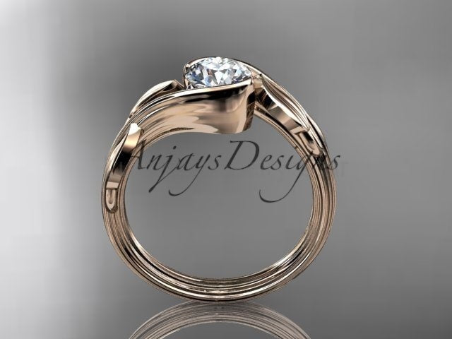 Nature Inspired Engagement Ring 1 Carat Round Diamond Ring Lab Grown Leaf and Vine Ring - image 13