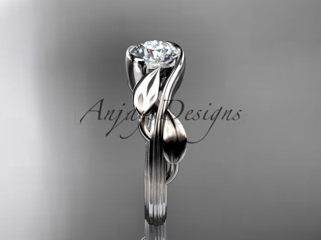 Nature Inspired Engagement Ring 1 Carat Round Diamond Ring Lab Grown Leaf and Vine Ring - image 2