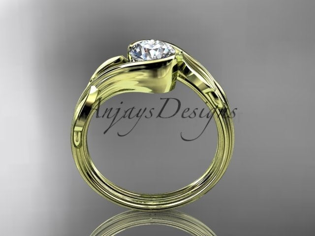 Nature Inspired Engagement Ring 1 Carat Round Diamond Ring Lab Grown Leaf and Vine Ring - image 8